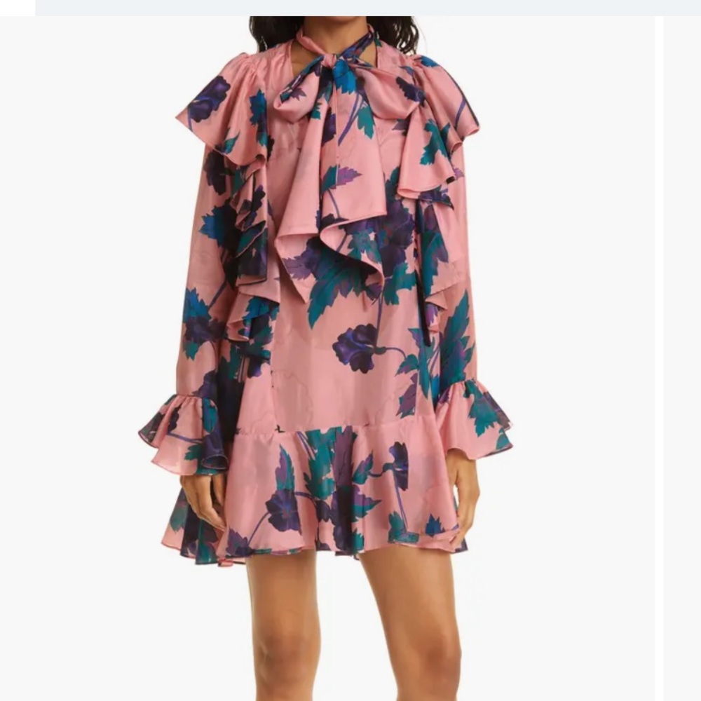 Isla and white pink floral mini dress